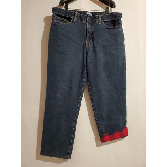 Lands' End Other - Lands End Square Rigger Traditional Fit Flannel Plaid Lined Jeans Mens Size 38